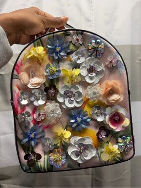 Aldo Floral Appliqué Sequin Backpack - Pink Multi